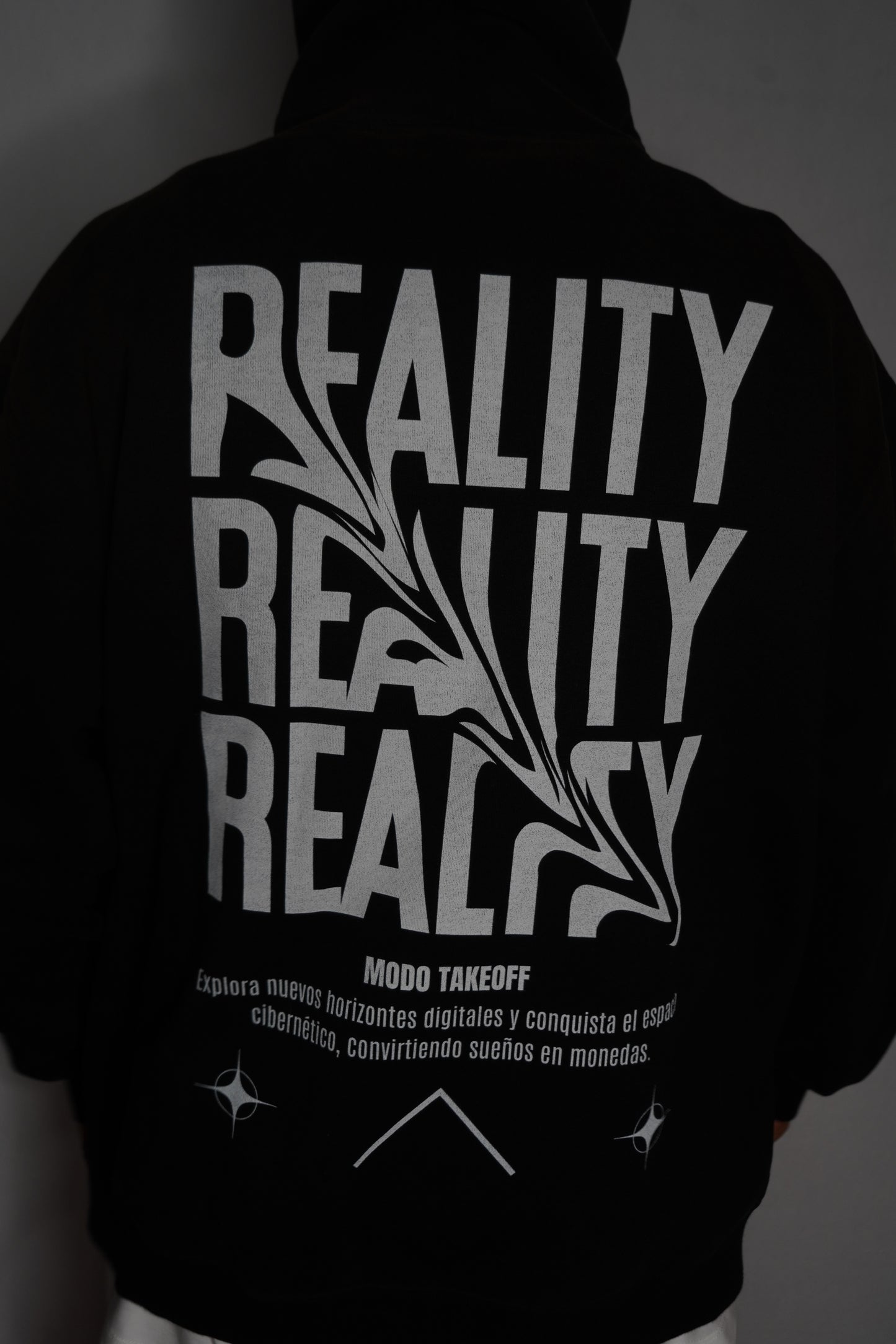 42🚀 Reality^ Washed Dyed Fleece Black Hoodie
